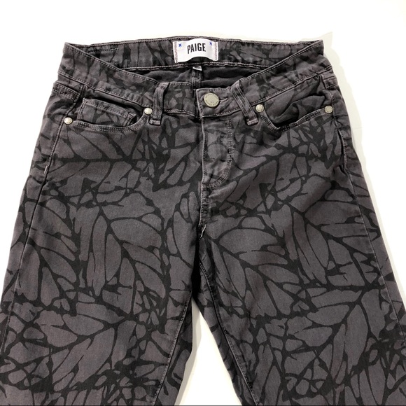 PAIGE Skyline Skinny Leaf Print Low Rise Jeans - Picture 4 of 8